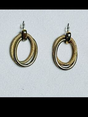 Gold-Tone Double Oval Drop Earrings